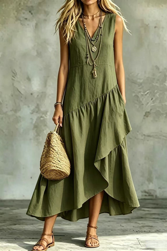 Women's Casual Solid-Color Loose Sleeveless Dress 