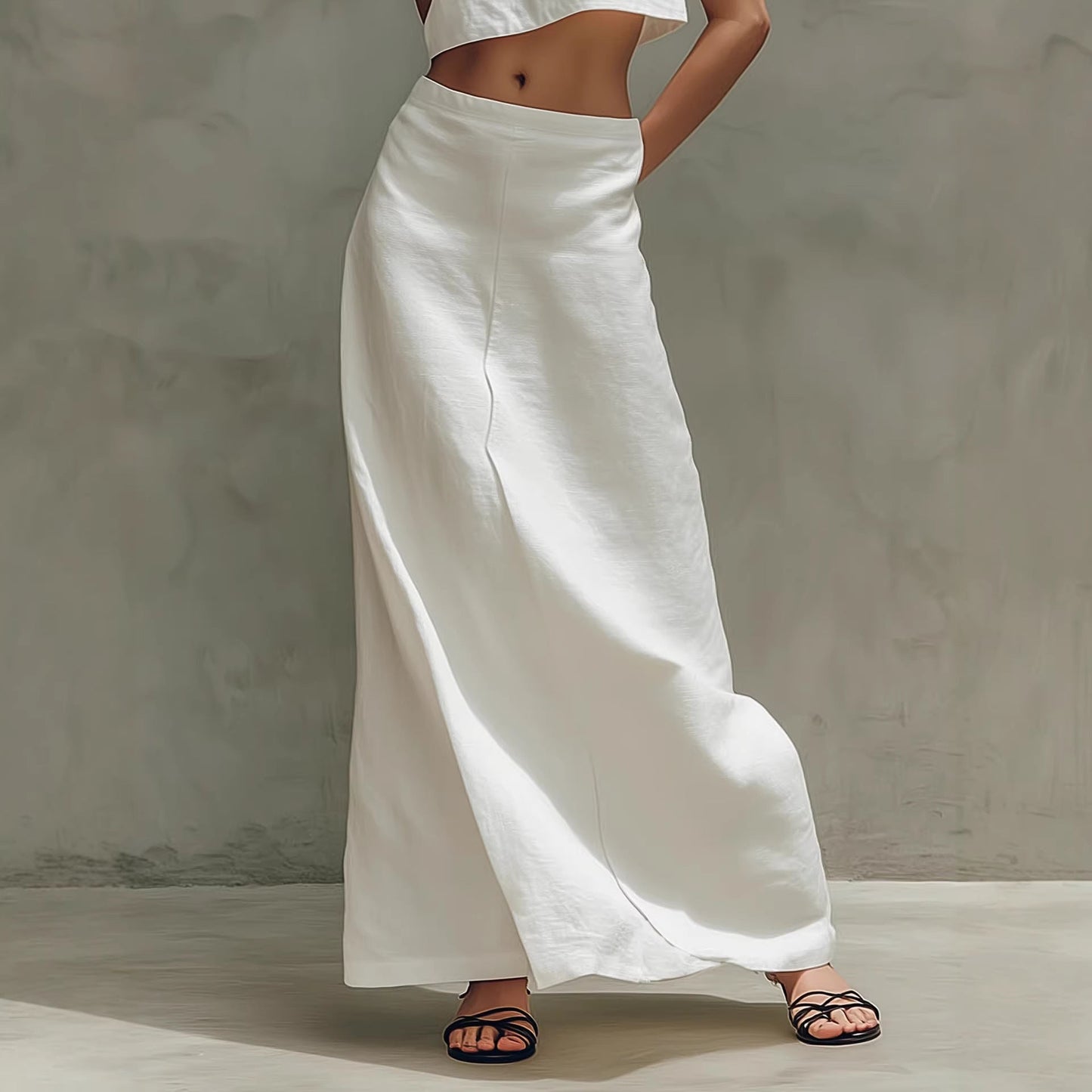 Summer Stylish Slimming Sleeveless Maxi Dress Elegant Two-Piece Set 