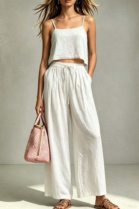 Women's Fashion Casual Camisole And Wide-Leg Pants Set 