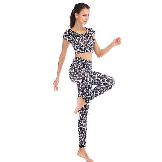 Printed navel short-sleeved quick-drying dance dress FitiqueFit