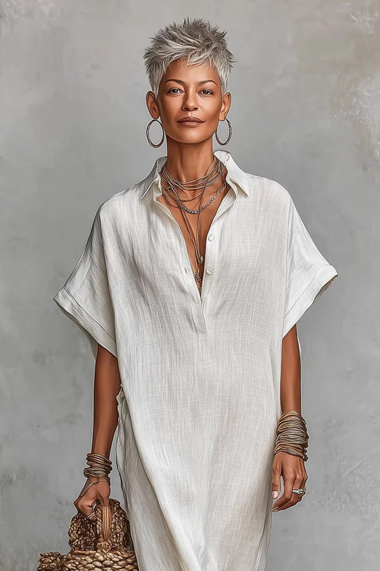Womens Loose Long Batwing-Sleeve Dress 
