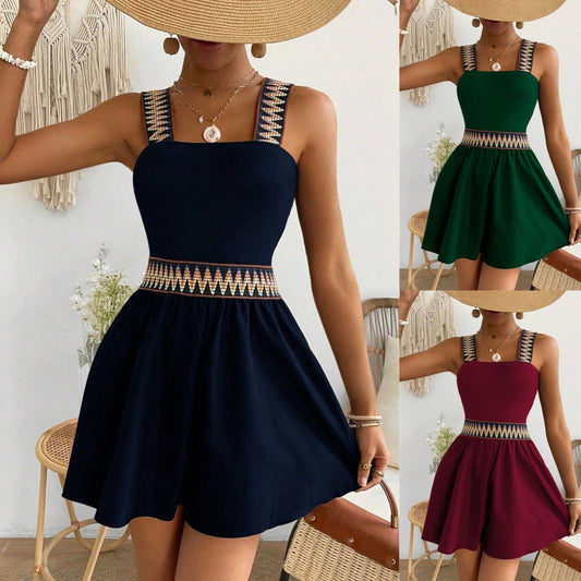 Casual Resort-style Wide-leg Jumpsuit With A Cinched Waist 