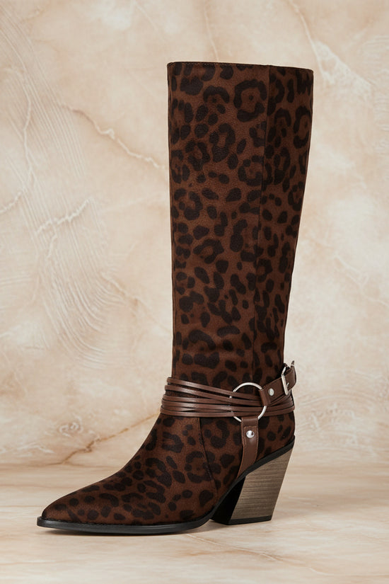 Western Style High Heel Boots for Women, Chunky Heeled, Pointed Toe, Over-the-Knee, Belt Buckle Detail Made to order, ships in 7 days 
