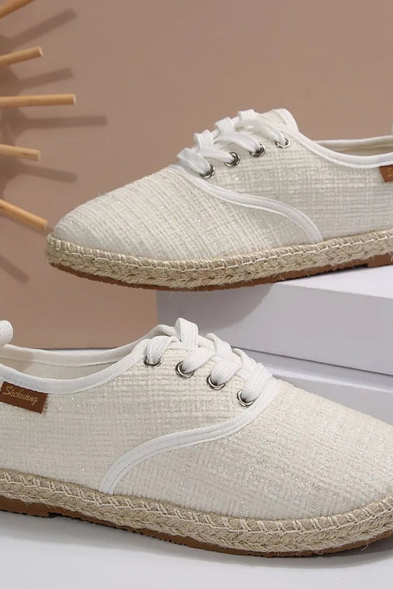 Lace Up Round Toe Flats Tweed Sneakers 