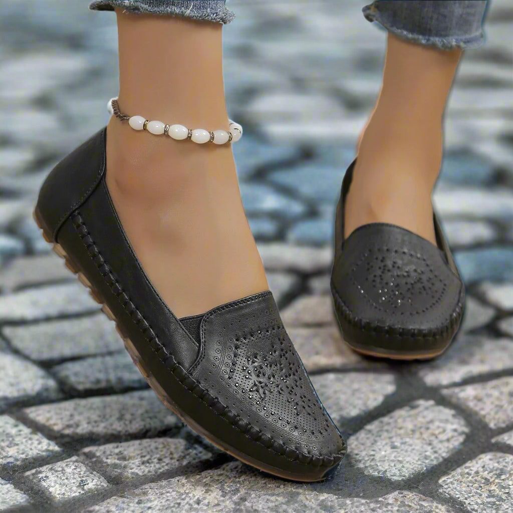 Handmade Stitching Gommino Solid Color Casual Women's Shoes CJ US