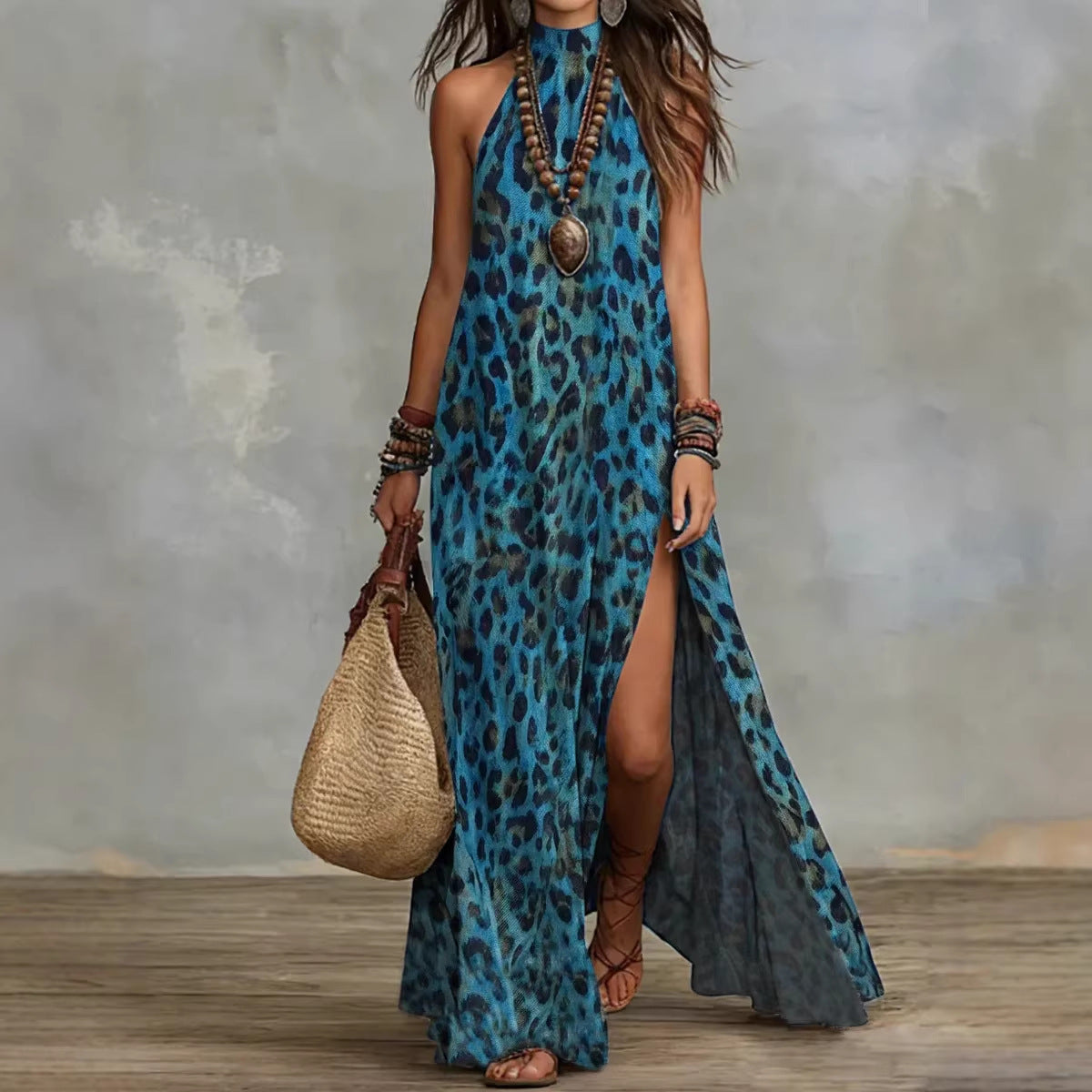 Printed Scarf-style Long Dress Fashionable And Casual 