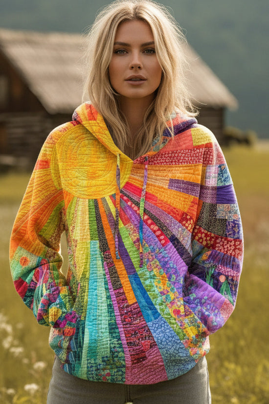 3D Digital Printed Sun Pattern Colorful Women's Sweatshirt 