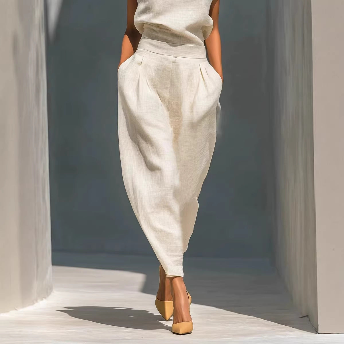 Chinese-style Satin Short-sleeve T-shirt And Pants Set For Women 