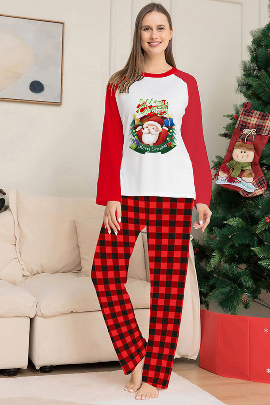 Christmas Parent-Child Clothes Set Long Sleeve T-Shirt Plaid Pants Family Matching Pajamas CJ