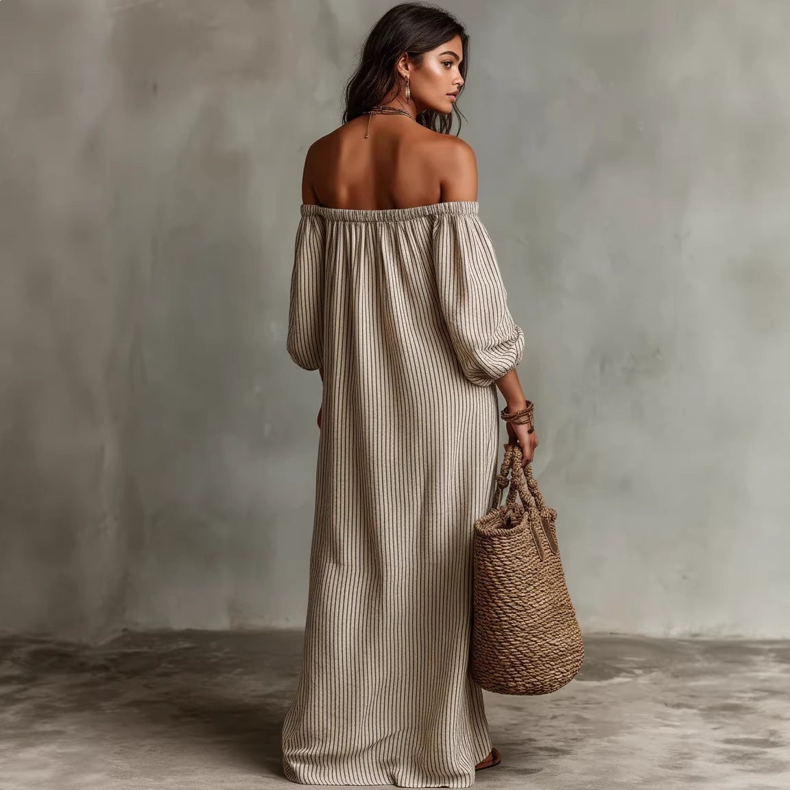 Women's Off-shoulder Long-sleeve Dress 
