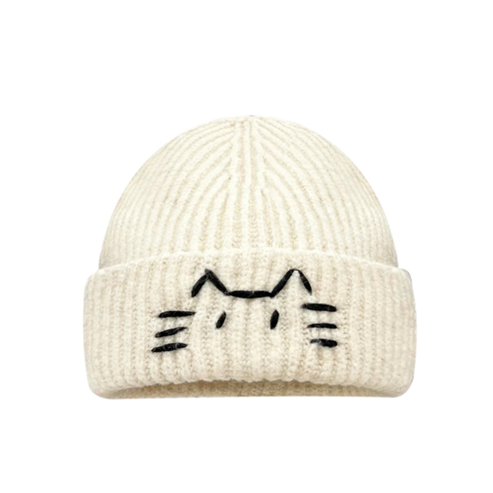 Women’s Cute Cat Line Design Knitted Hat – Warm Fall & Winter Beanie - FitiqueFit