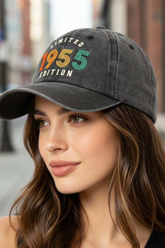 1955 Limited Edition Embroidered Vintage Baseball Cap – Retro Washed Distressed Hat 