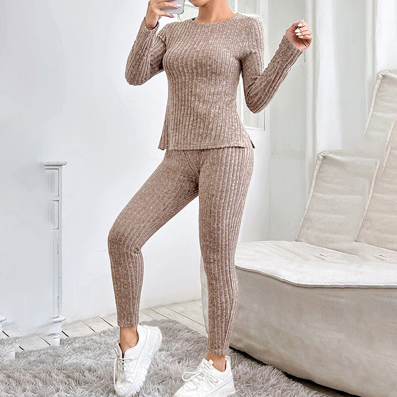 2 Piece Lounge Sets For Women Casual Pajamas Fall Fashion Outfits Long Sleeve Ribbed Knit Sweatsuits CJ US