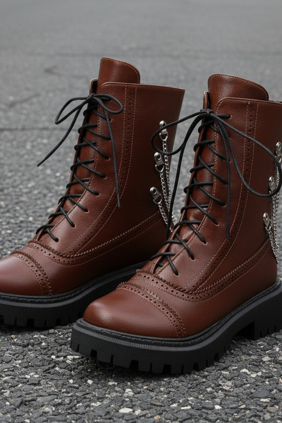 Large-size Womens Chunky-heeled Mid-calf Dr Martens Boots For Fall And Winter 