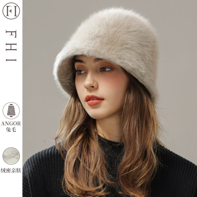 Big Head Circumference Real Rabbit Plush Hat 