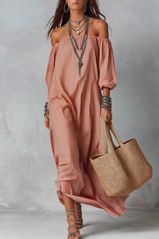 New SpringSummer Elegant Striped Loose-Fit Chic Holiday Dress For Women 