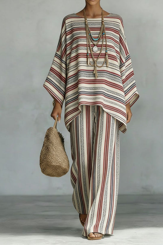 Women's Floral Print Linen Wide-Leg Two-Piece Set 