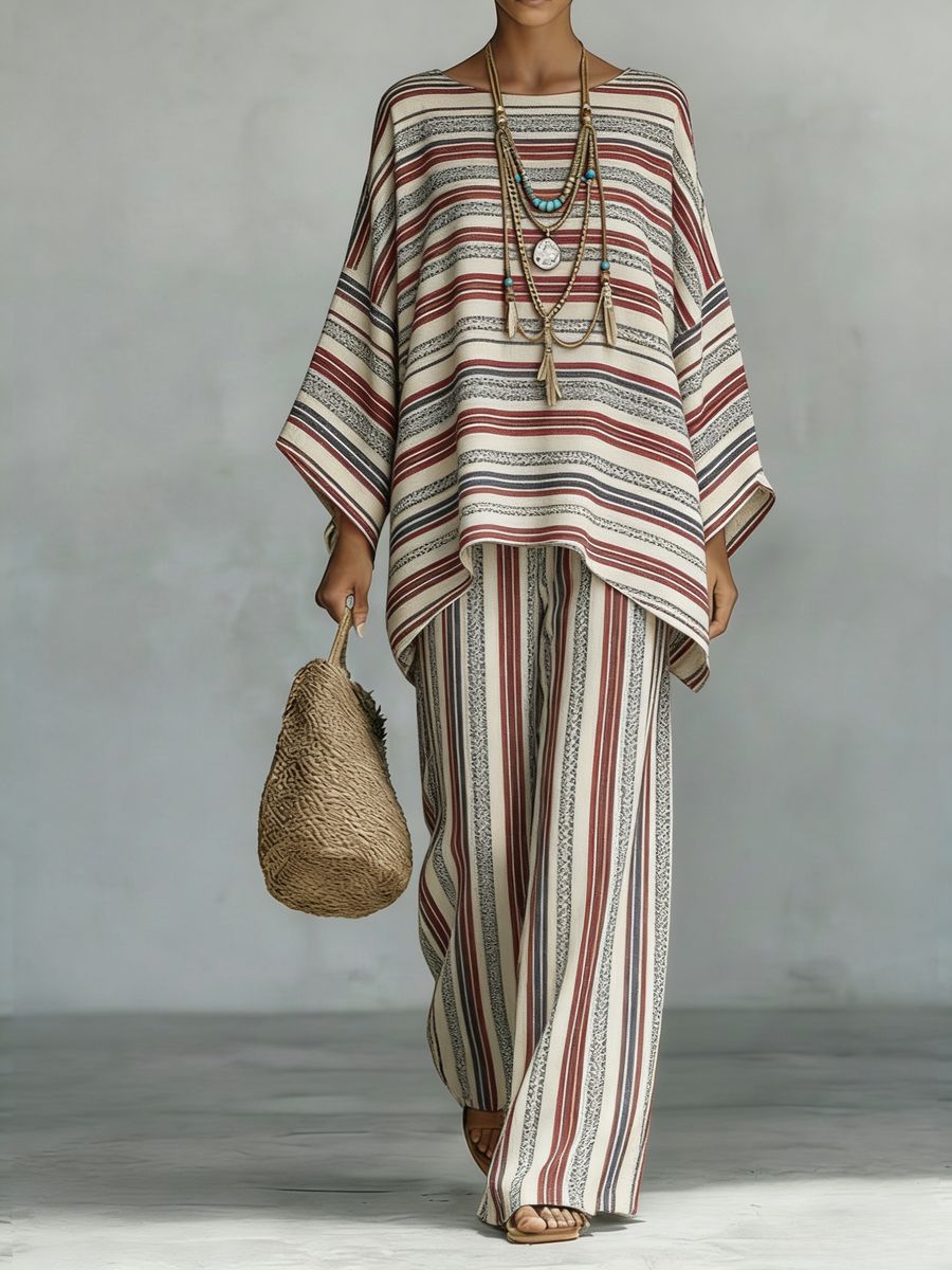 Women's Floral Print Linen Wide-Leg Two-Piece Set 