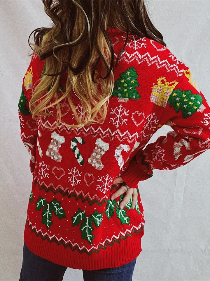 Women's Stylish Loose Round Neck Long-sleeved Sweater CJ