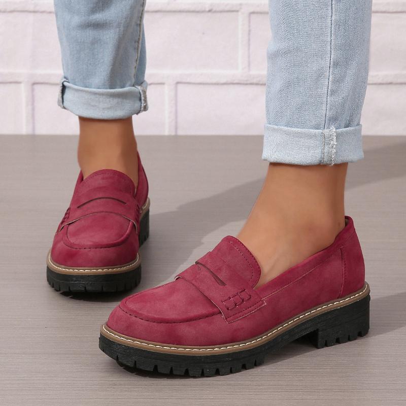 Women's Solid Color Fashionable Thick-soled Loafers 
