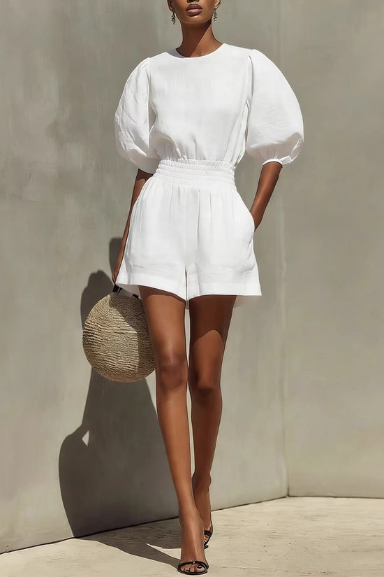 Women's Puff-Sleeve Casual Fashionable Comfortable Set 