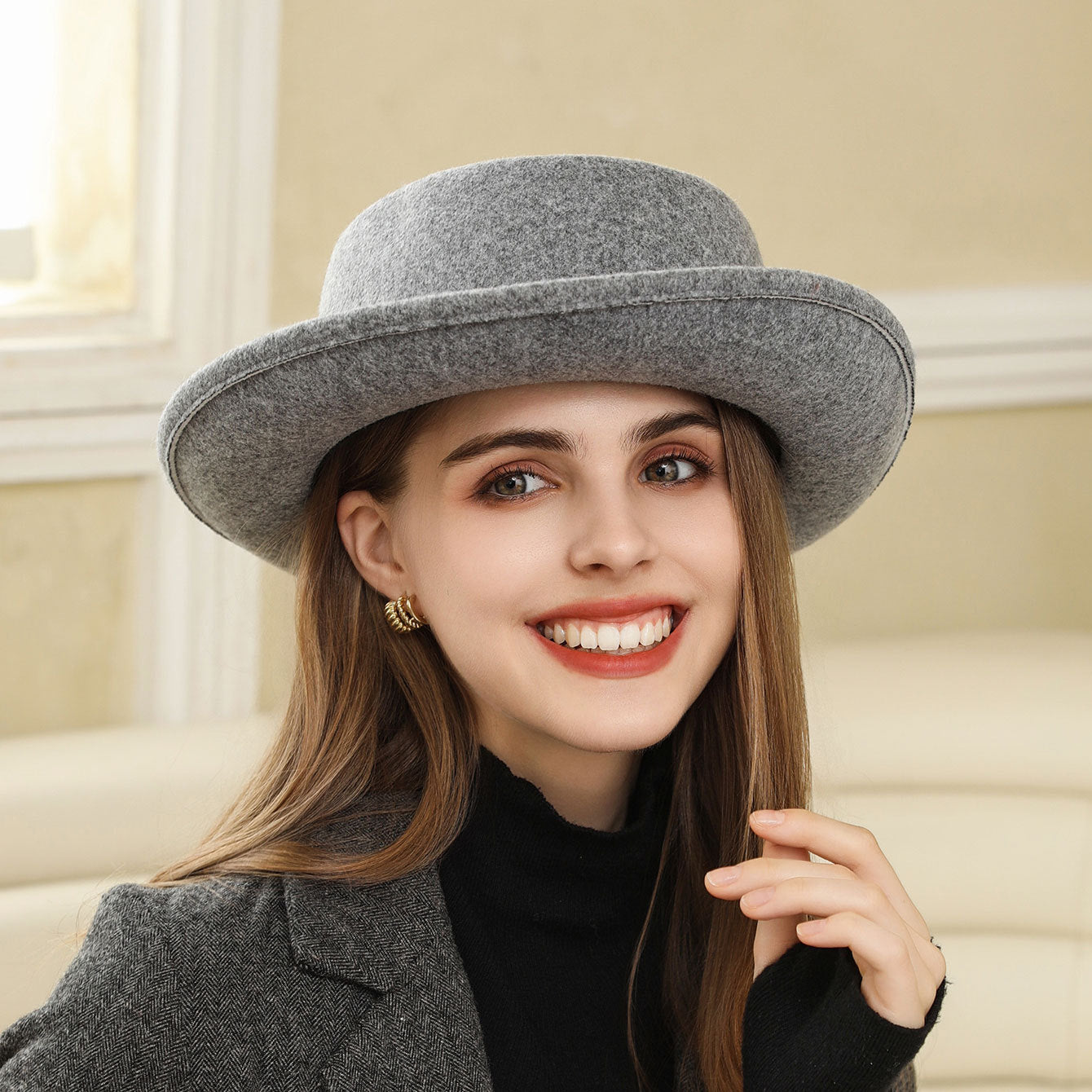 Vintage Bow British Retro Flat Top Hat for Women 