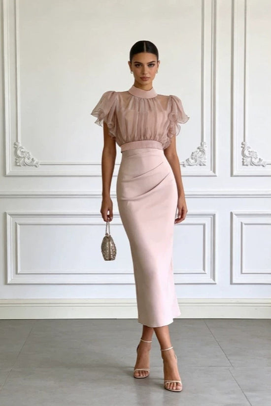 Mesh lace up waist bag hip dress 