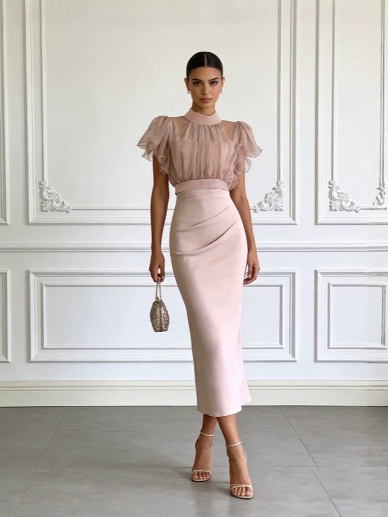 Mesh lace up waist bag hip dress 