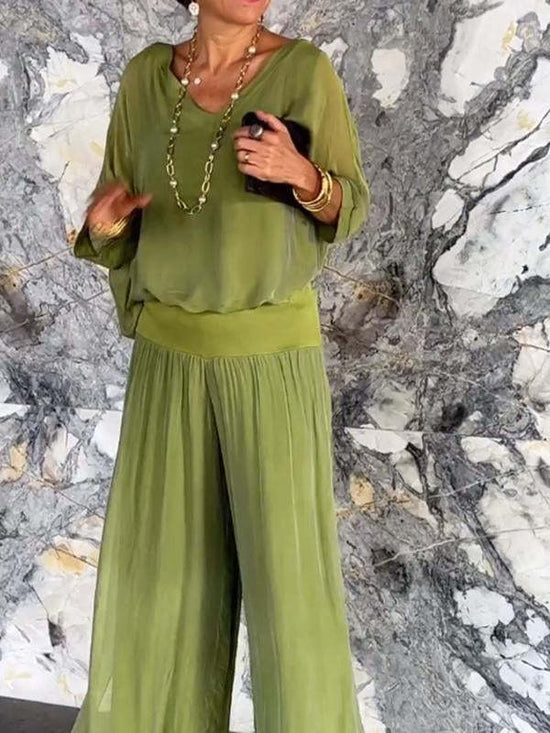 Fashionable Best-Selling Solid-Colored Chiffon Set For Women 