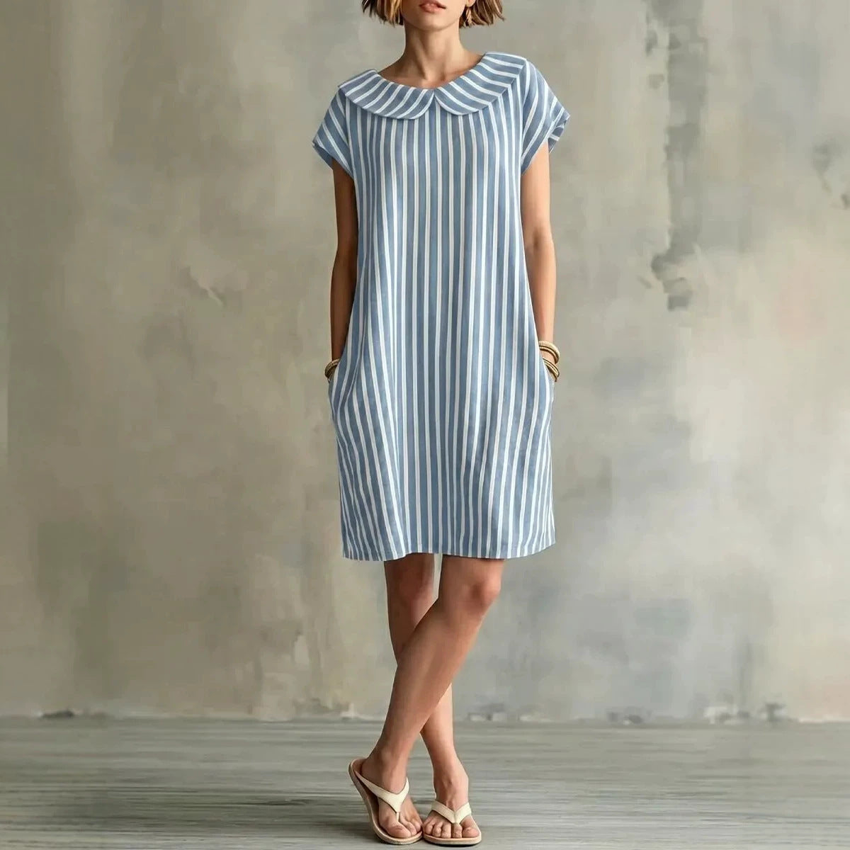 Elegant And Fashionable Printed Striped Dress For Women 