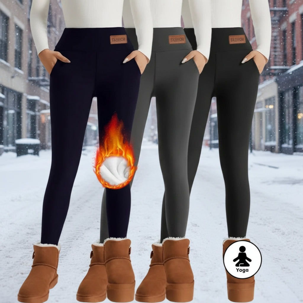 Women's High Waist Warm Fleece Lined Leggings 