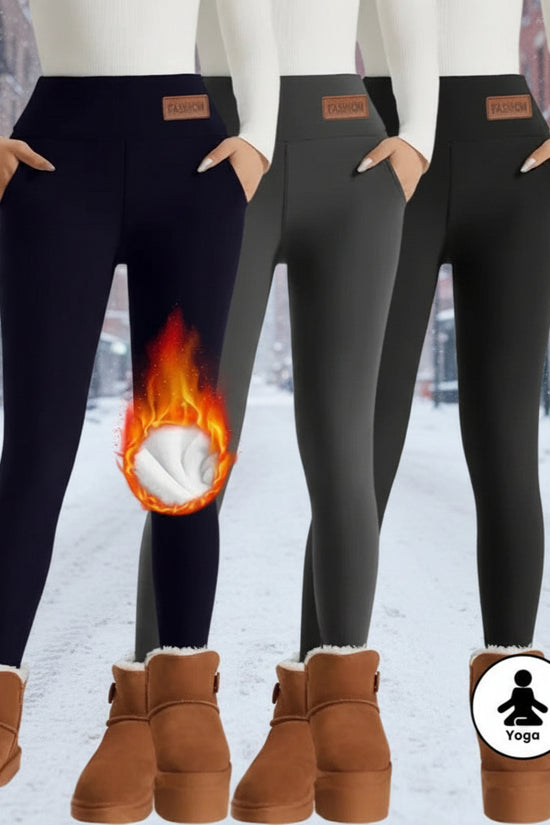 Women's High Waist Warm Fleece Lined Leggings 