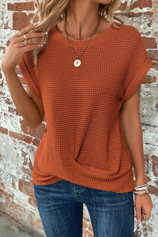 Women’s Textured Cuff Short‑Sleeve Tee 