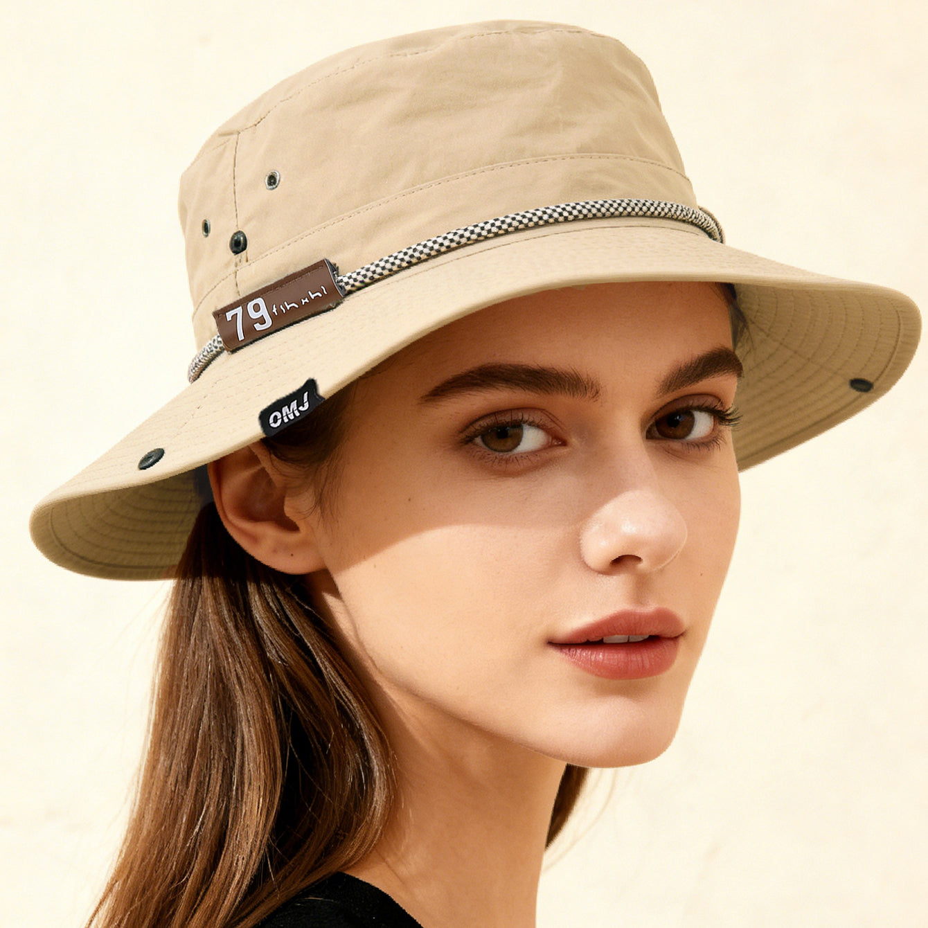 Plain-color Letter-pattern Leather Sun-protective Wide-brimmed Sunshade Outdoor Simple Style Fisherman Hat For Daily Commuting, Fishing, Mountain Climbing 