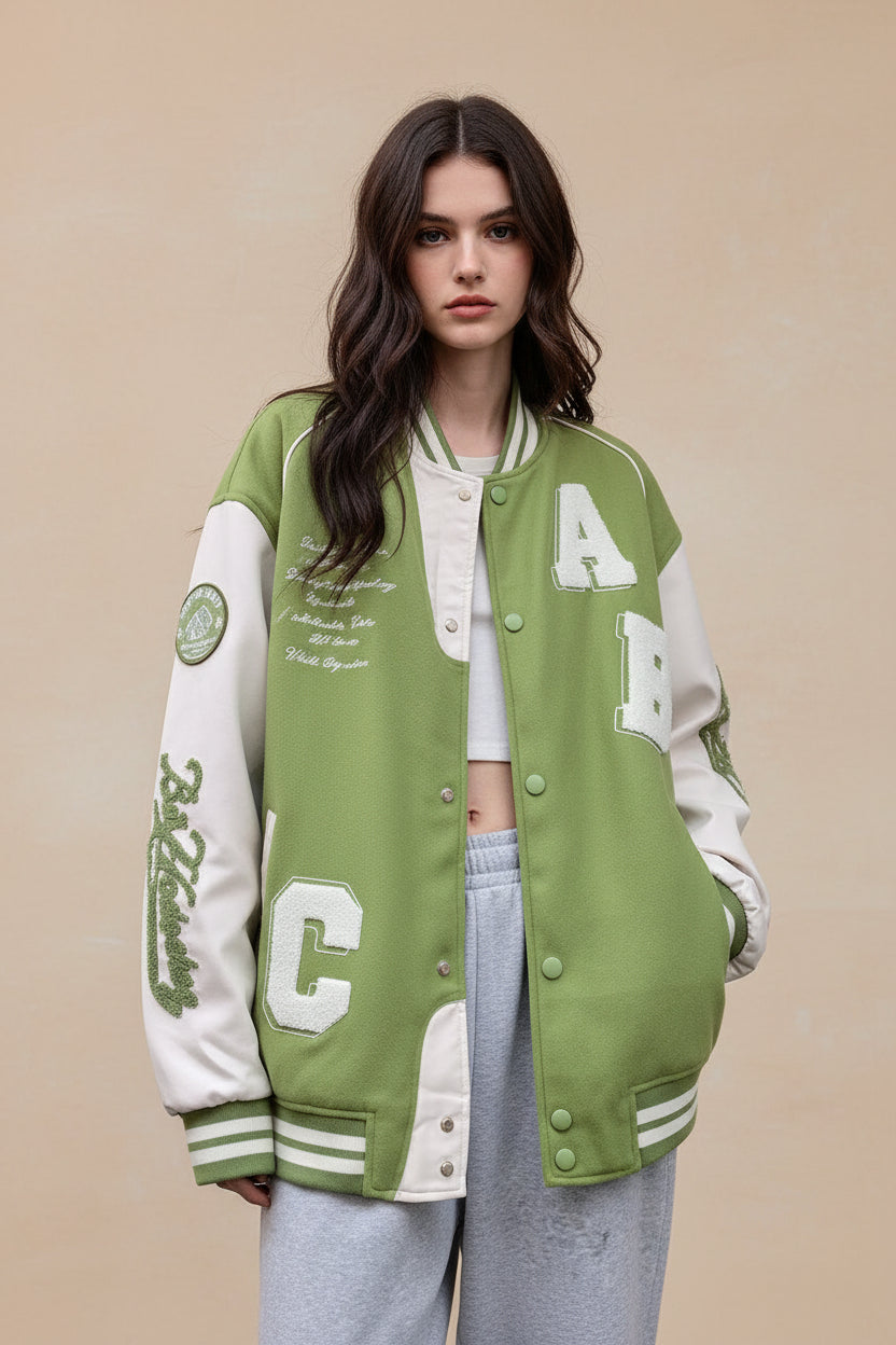 Y2K Oversized Lamb-Wool Bomber Jacket Women 