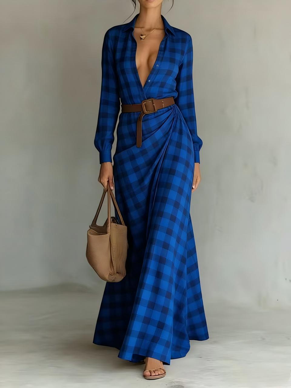 Solid-color Irregularly Pleated Dress With A Belt 
