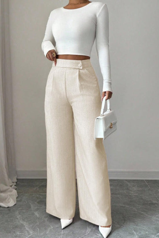 Womens Solid-color Casual All-match Long Pants With A Waist Panel Seam 