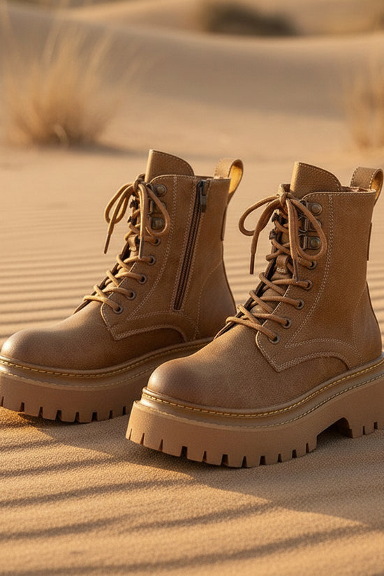 Women's Retro Height-Enhancing Mid-Calf Martin Boots 