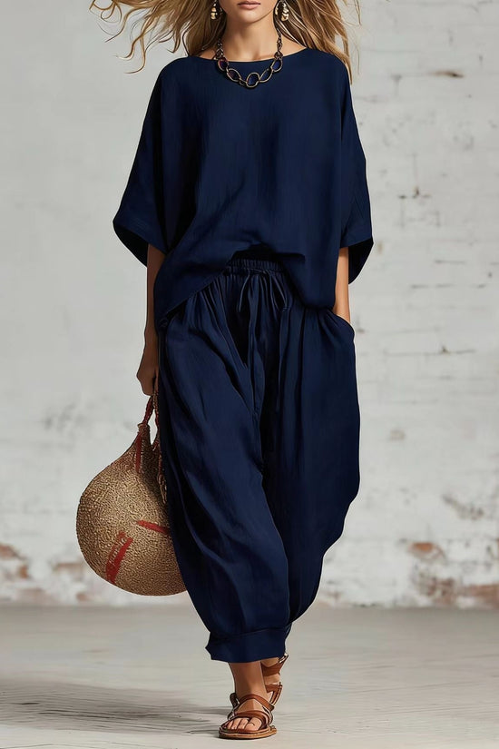 Women's Solid Color Loose Casual Set 