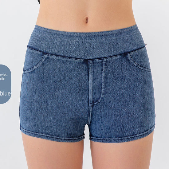 Spring/Summer New High Waist and Hip Lifting Yoga Cowboy Shorts for Women, High Elasticity, Slimming and Abdominal Compression, Sports Outerwear, Fitness Three Part Pants