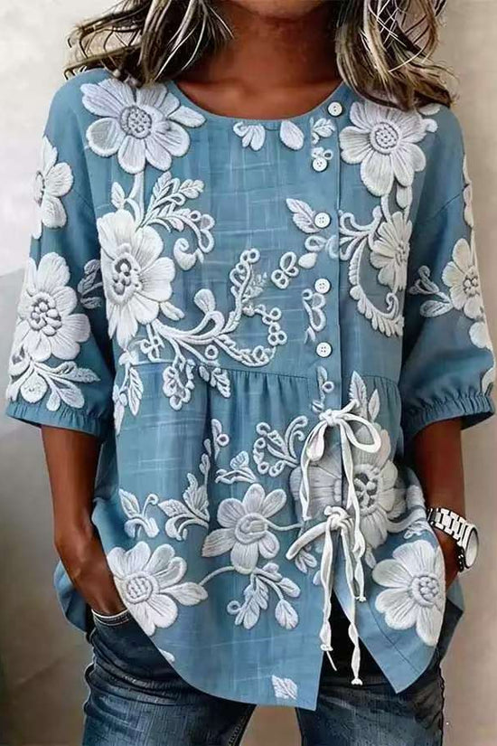 Women's Casual And Versatile Floral 3D Printed Top 