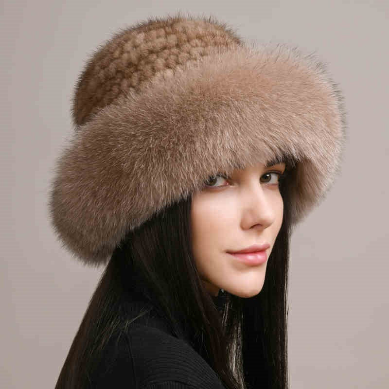 Mink Hair Hat Lady Braided Fur Winter Winter 