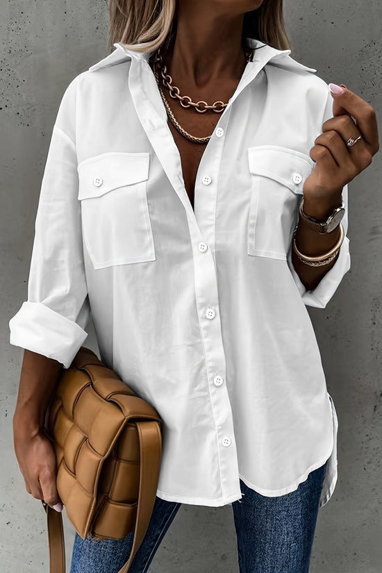 Women’s Casual Long Sleeve Shirt with Pocket CJ US