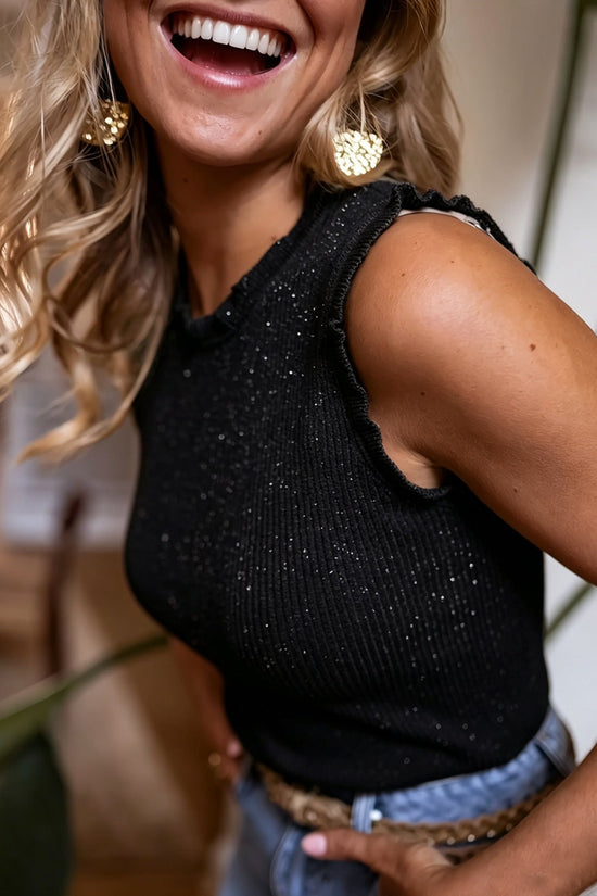 Women's Crew-neck Ribbed Stretchy Sleeveless Tank Top 