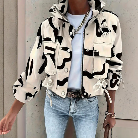 Women’s stand collar drawstring hem jacket CJ US