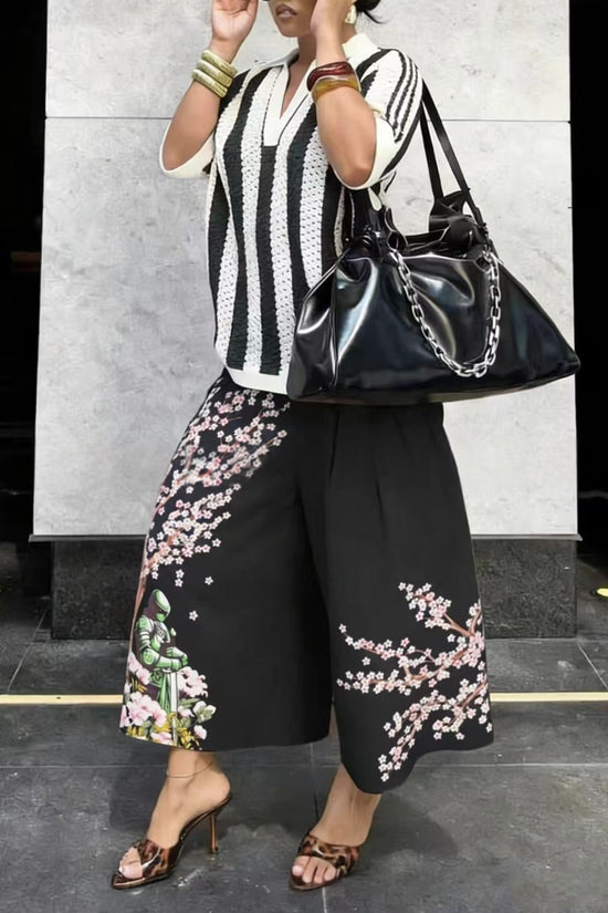 Fashionable Casual Camouflage Workwear-style Loose Wide-leg Pants 