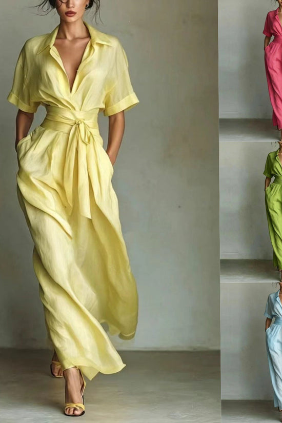 Solid color waist slimming dress