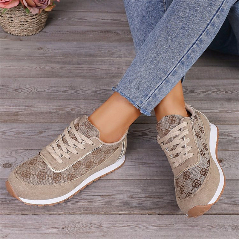 Floral Print Lace-Up Sneakers – Comfortable Canvas Shoes CJ US