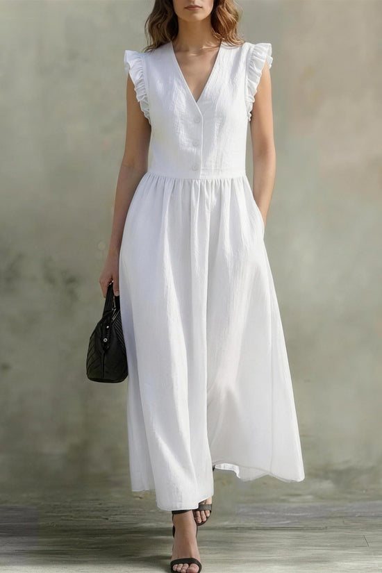 Casual Fashionable Elegant V-Neck Dress With Pockets 