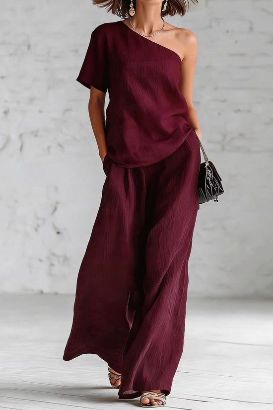Fashion Top And Wide-leg Pants Casual Set 
